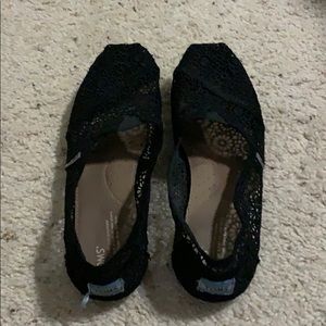 Black crocheted Toms